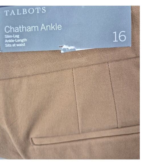 NWT $99 Talbots Camel Chatham Slim Leg Ankle Length Pant Sz16 Stretch Cotton - Picture 6 of 7